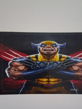 Wolverine Comic Art Poster - Yellow & Blue Debit Card Sticker